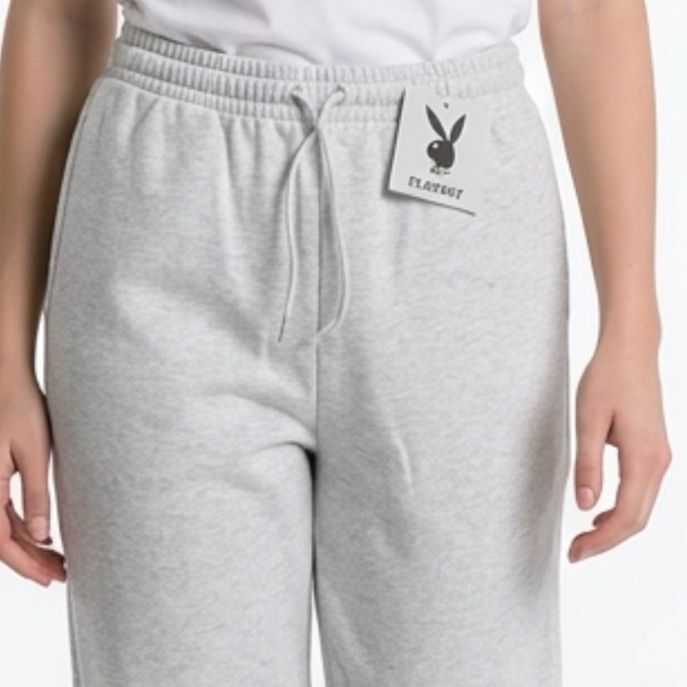 PLAYBOY Light Gray Women's Joggers with Logo Patch - Picture 4 of 4